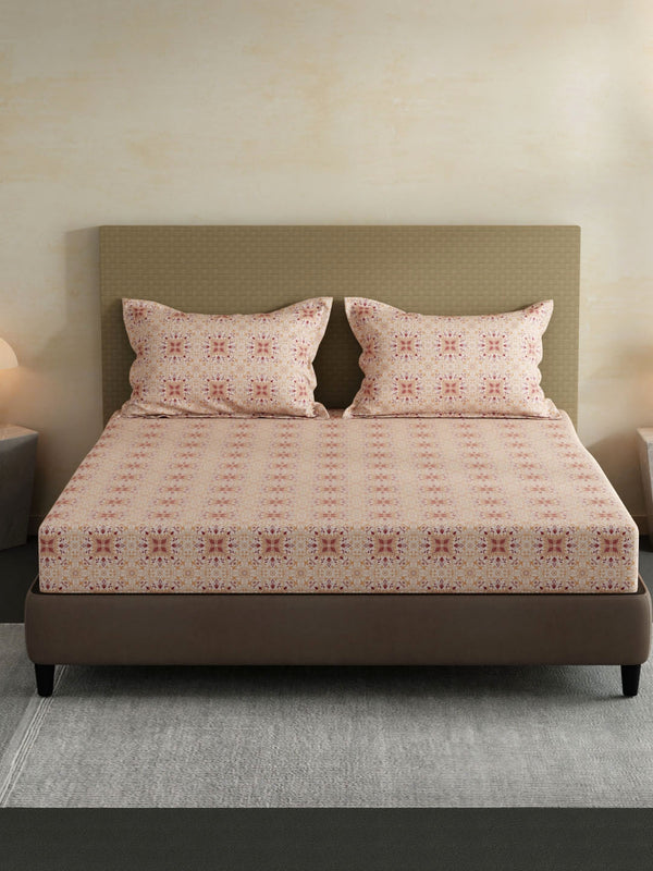 100% Cotton King Bedsheet Set, 144 TC Printed, Lumina Floret Collection