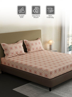 100% Cotton King Bedsheet Set, 144 TC Printed, Lumina Floret Collection