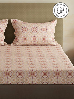 100% Cotton King Bedsheet Set, 144 TC Printed, Lumina Floret Collection
