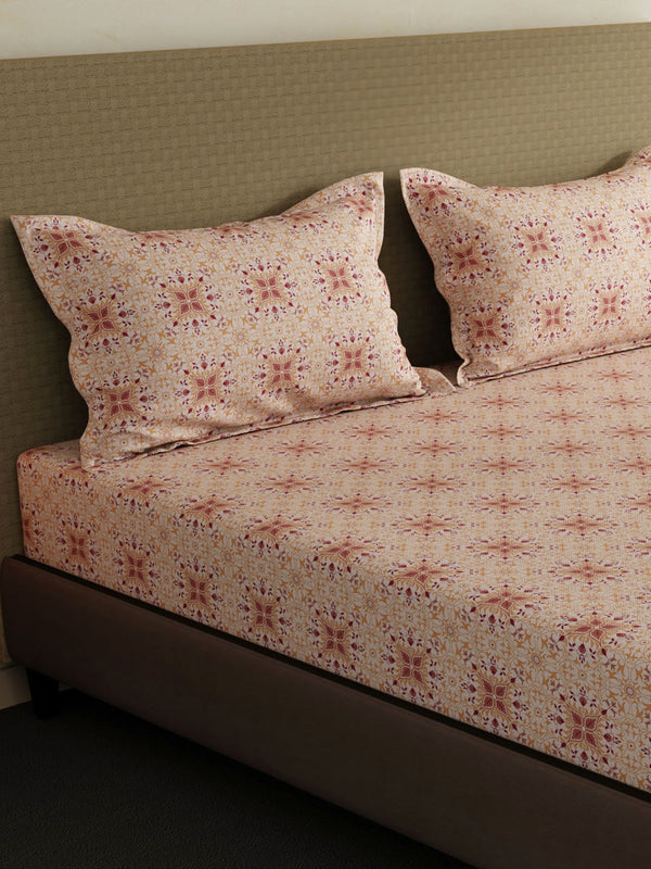 100% Cotton King Bedsheet Set, 144 TC Printed, Lumina Floret Collection