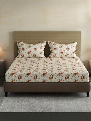 100% Cotton King Bedsheet Set, 144 TC Printed, Lumina Floret Collection