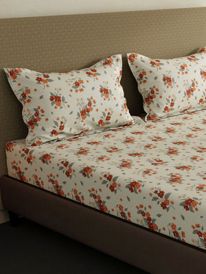 100% Cotton King Bedsheet Set, 144 TC Printed, Lumina Floret Collection