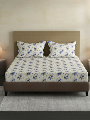 100% Cotton King Bedsheet Set, 144 TC Printed, Lumina Floret Collection