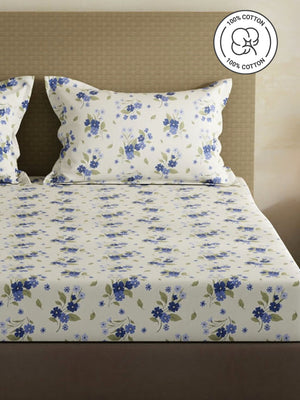 100% Cotton King Bedsheet Set, 144 TC Printed, Lumina Floret Collection