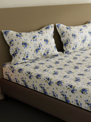 100% Cotton King Bedsheet Set, 144 TC Printed, Lumina Floret Collection