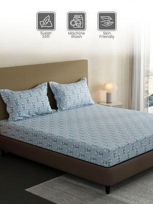 100% Cotton King Bedsheet Set, 144 TC Printed, Lumina Floret Collection