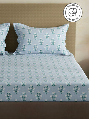 100% Cotton King Bedsheet Set, 144 TC Printed, Lumina Floret Collection