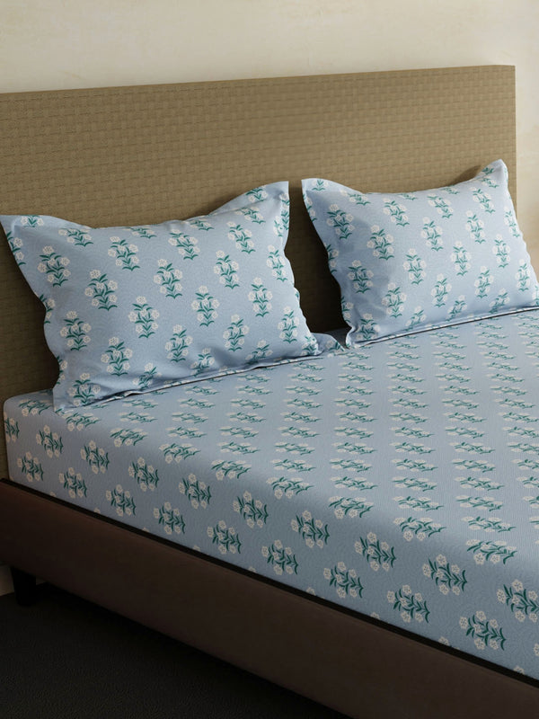 100% Cotton King Bedsheet Set, 144 TC Printed, Lumina Floret Collection