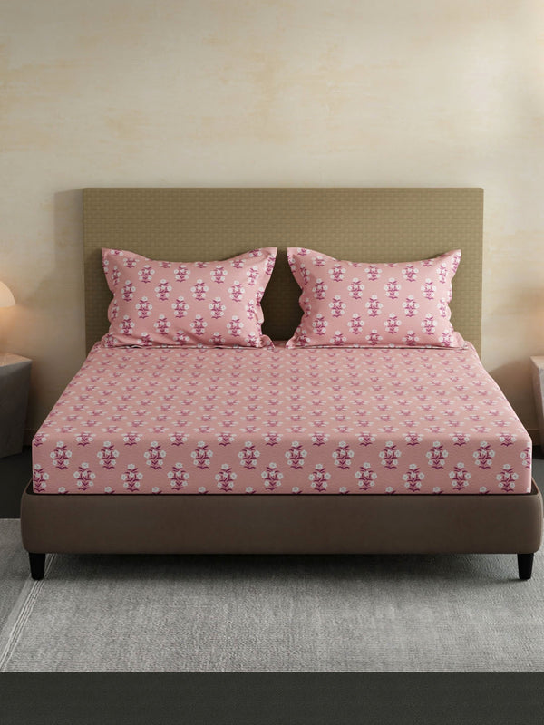 100% Cotton King Bedsheet Set, 144 TC Printed, Lumina Floret Collection