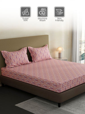 100% Cotton King Bedsheet Set, 144 TC Printed, Lumina Floret Collection