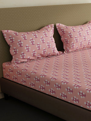 100% Cotton King Bedsheet Set, 144 TC Printed, Lumina Floret Collection