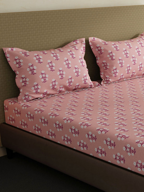 100% Cotton King Bedsheet Set, 144 TC Printed, Lumina Floret Collection