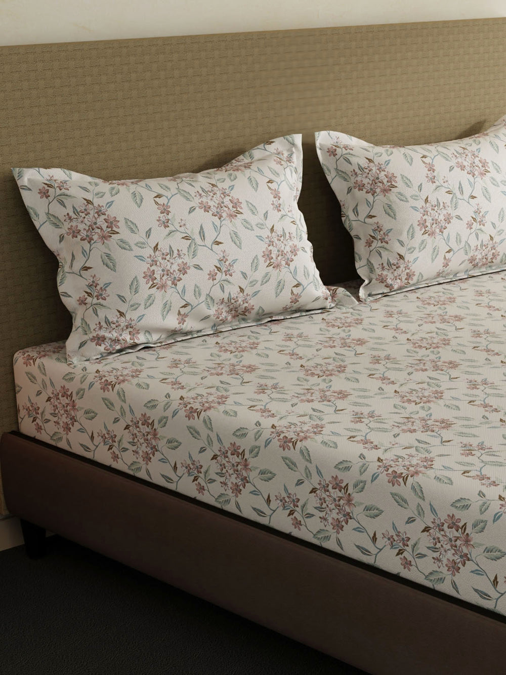 100% Cotton King Bedsheet Set, 144 TC Printed, Lumina Floret Collection