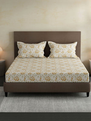 100% Cotton King Bedsheet Set, 144 TC Printed, Lumina Floret Collection