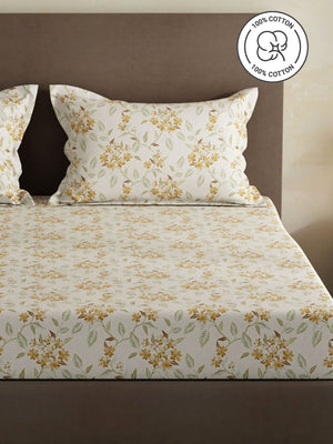 100% Cotton King Bedsheet Set, 144 TC Printed, Lumina Floret Collection