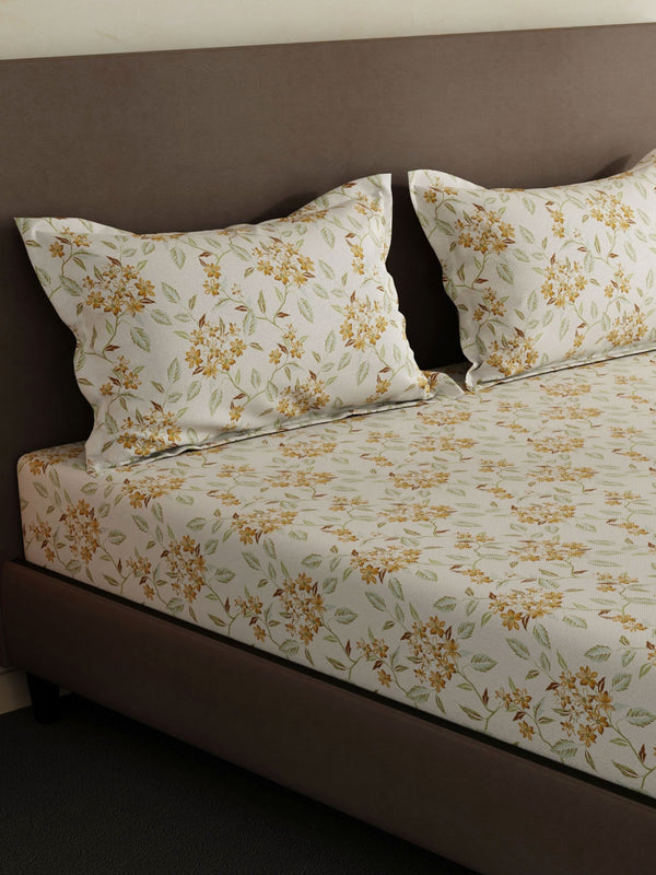 100% Cotton King Bedsheet Set, 144 TC Printed, Lumina Floret Collection
