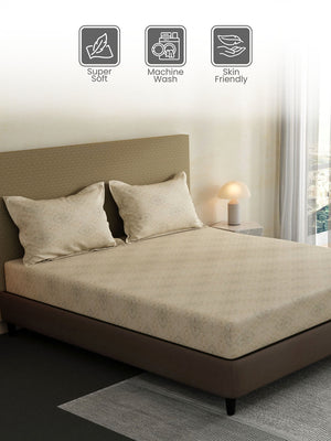 100% Cotton King Bedsheet Set, 144 TC Printed, Lumina Floret Collection