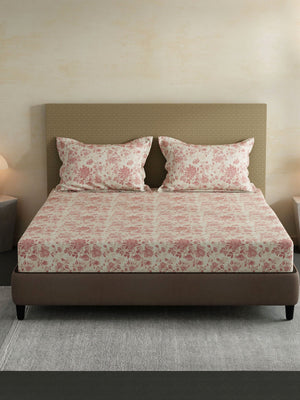 100% Cotton King Bedsheet Set, 144 TC Printed, Lumina Floret Collection