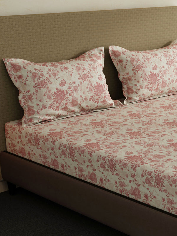 100% Cotton King Bedsheet Set, 144 TC Printed, Lumina Floret Collection