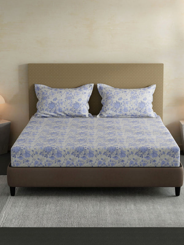 100% Cotton King Bedsheet Set, 144 TC Printed, Lumina Floret Collection