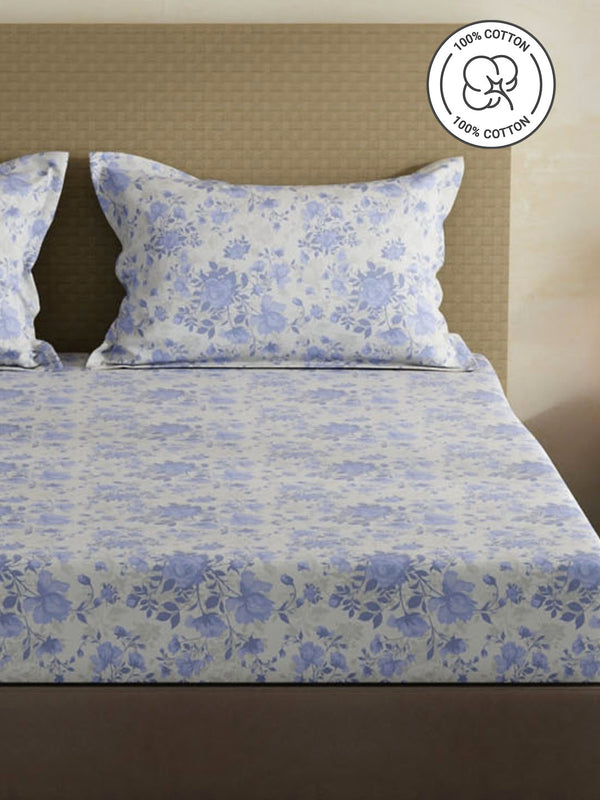 100% Cotton King Bedsheet Set, 144 TC Printed, Lumina Floret Collection