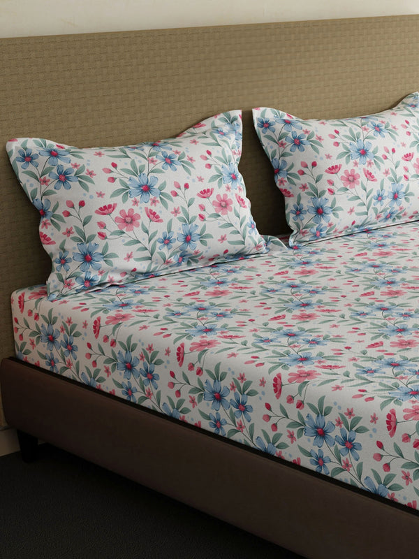 100% Cotton King Bedsheet Set, 144 TC Printed, Lumina Floret Collection