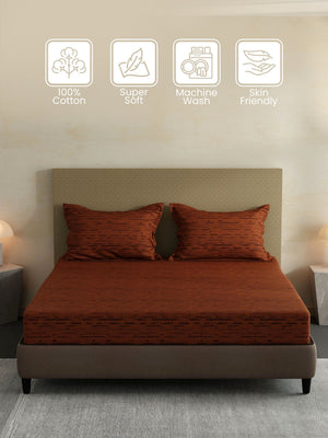 100% Cotton King Fitted Sheet Set, 144 TC Printed, Lumina Floret Collection