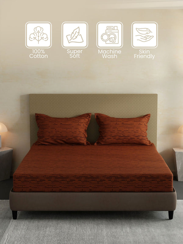 100% Cotton King Fitted Sheet Set, 144 TC Printed, Lumina Floret Collection
