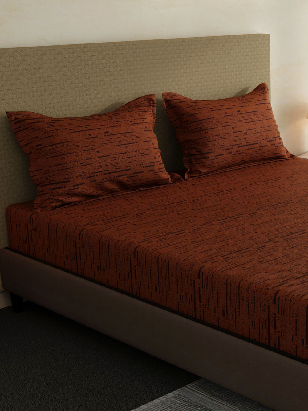 100% Cotton King Fitted Sheet Set, 144 TC Printed, Lumina Floret Collection