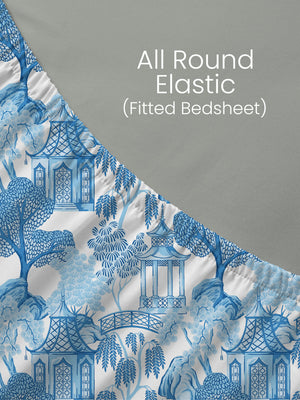 100% Cotton King Fitted Sheet Set, 144 TC Printed, Lumina Floret Collection