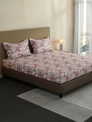 100% Cotton King Fitted Sheet Set, 144 TC Printed, Lumina Floret Collection