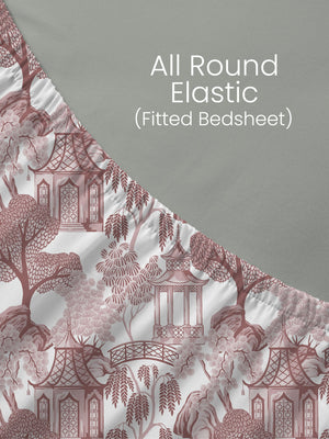 100% Cotton King Fitted Sheet Set, 144 TC Printed, Lumina Floret Collection
