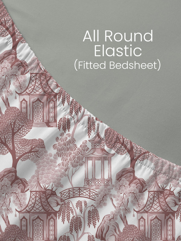 100% Cotton King Fitted Sheet Set, 144 TC Printed, Lumina Floret Collection