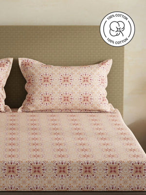 100% Cotton King Fitted Sheet Set, 144 TC Printed, Lumina Floret Collection