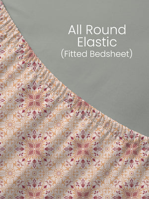 100% Cotton King Fitted Sheet Set, 144 TC Printed, Lumina Floret Collection