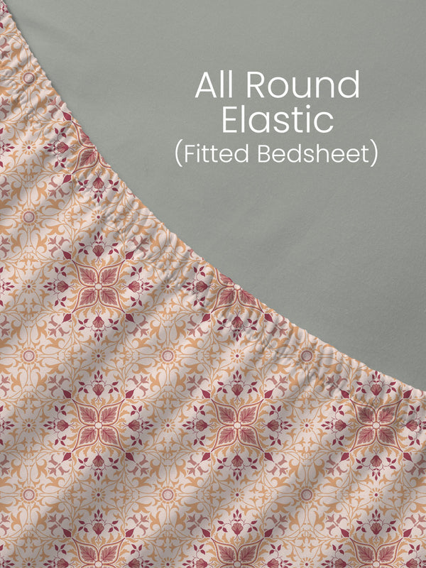 100% Cotton King Fitted Sheet Set, 144 TC Printed, Lumina Floret Collection