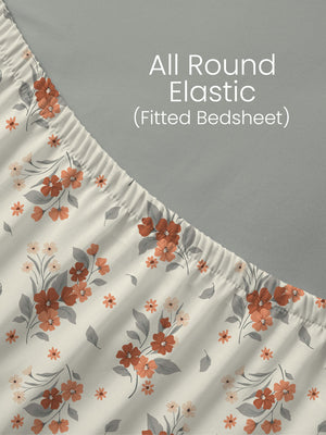 100% Cotton King Fitted Sheet Set, 144 TC Printed, Lumina Floret Collection