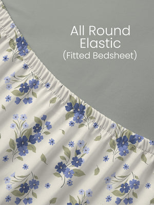100% Cotton King Fitted Sheet Set, 144 TC Printed, Lumina Floret Collection