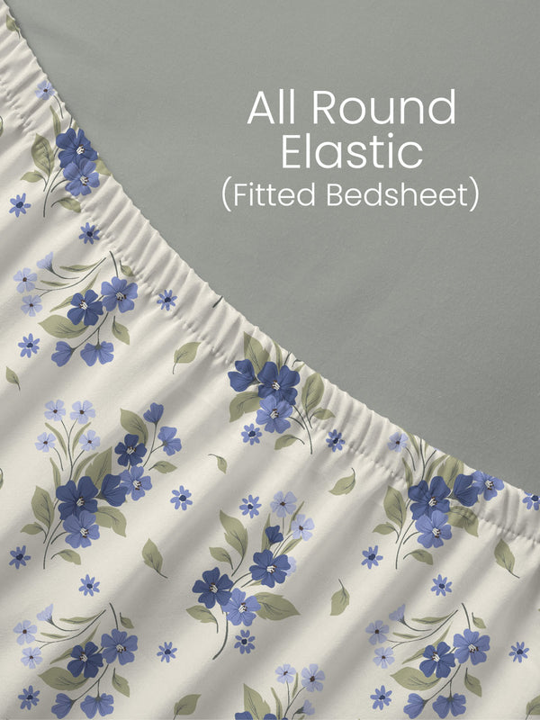 100% Cotton King Fitted Sheet Set, 144 TC Printed, Lumina Floret Collection