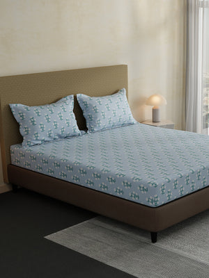 100% Cotton King Fitted Sheet Set, 144 TC Printed, Lumina Floret Collection