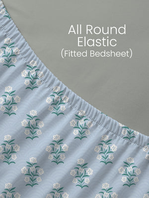 100% Cotton King Fitted Sheet Set, 144 TC Printed, Lumina Floret Collection