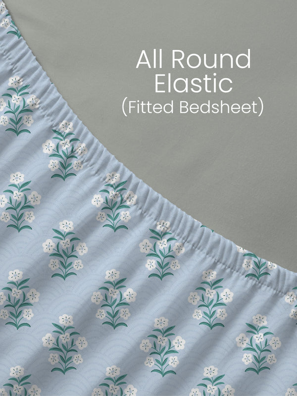 100% Cotton King Fitted Sheet Set, 144 TC Printed, Lumina Floret Collection