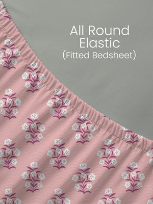 100% Cotton King Fitted Sheet Set, 144 TC Printed, Lumina Floret Collection