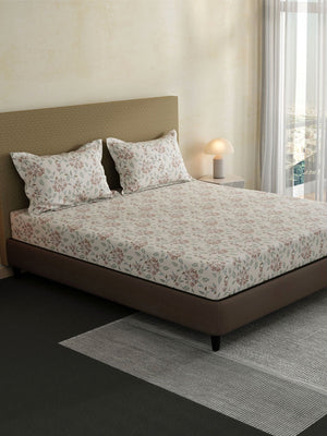 100% Cotton King Fitted Sheet Set, 144 TC Printed, Lumina Floret Collection
