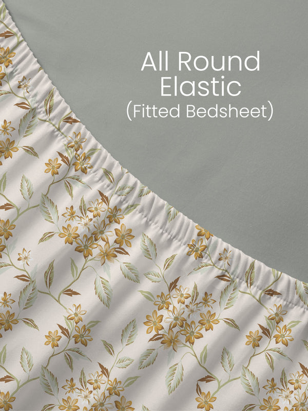100% Cotton King Fitted Sheet Set, 144 TC Printed, Lumina Floret Collection