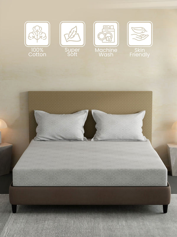 100% Cotton King Fitted Sheet Set, 144 TC Printed, Lumina Floret Collection
