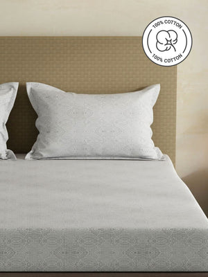 100% Cotton King Fitted Sheet Set, 144 TC Printed, Lumina Floret Collection
