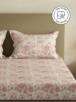 100% Cotton King Fitted Sheet Set, 144 TC Printed, Lumina Floret Collection