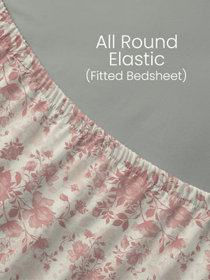 100% Cotton King Fitted Sheet Set, 144 TC Printed, Lumina Floret Collection