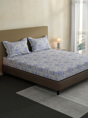 100% Cotton King Fitted Sheet Set, 144 TC Printed, Lumina Floret Collection